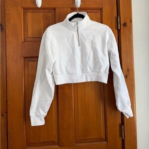 TNA Cozy Fleece White Cropped Pullover